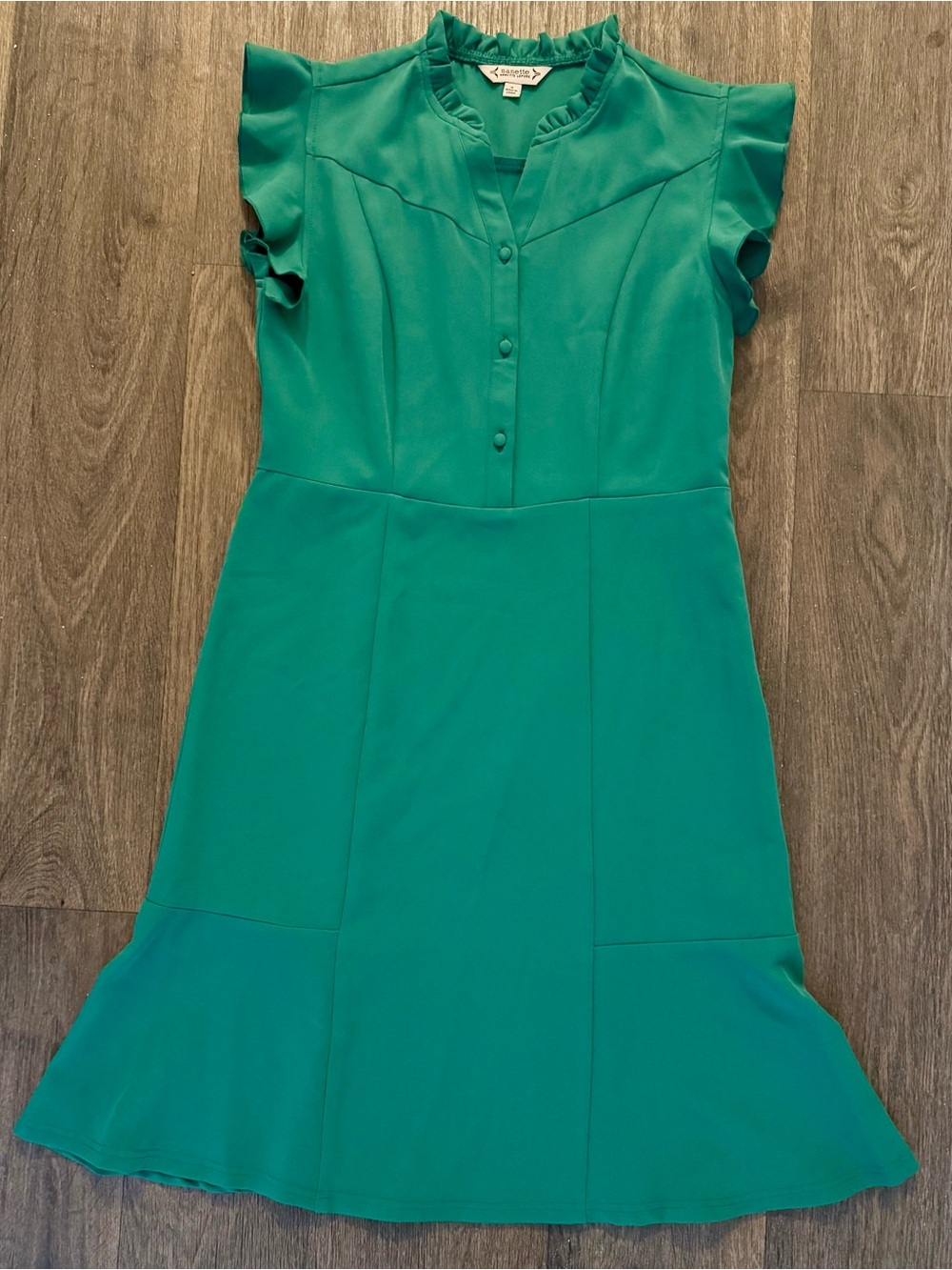 Nanette Lepore Emerald Green Ruffle Sleeve Fit-and-Flare Mini Dress